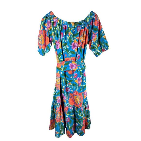 Tucker NYC Off The Shoulder Ruffle Hem Midi Floral Print Dress Size Small - Picture 2 of 6